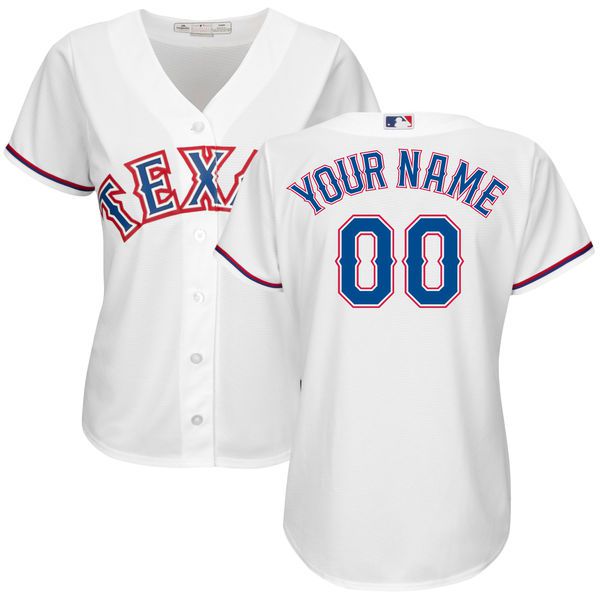 Women Texas Rangers Majestic White Home Cool Base Custom MLB Jersey->customized mlb jersey->Custom Jersey